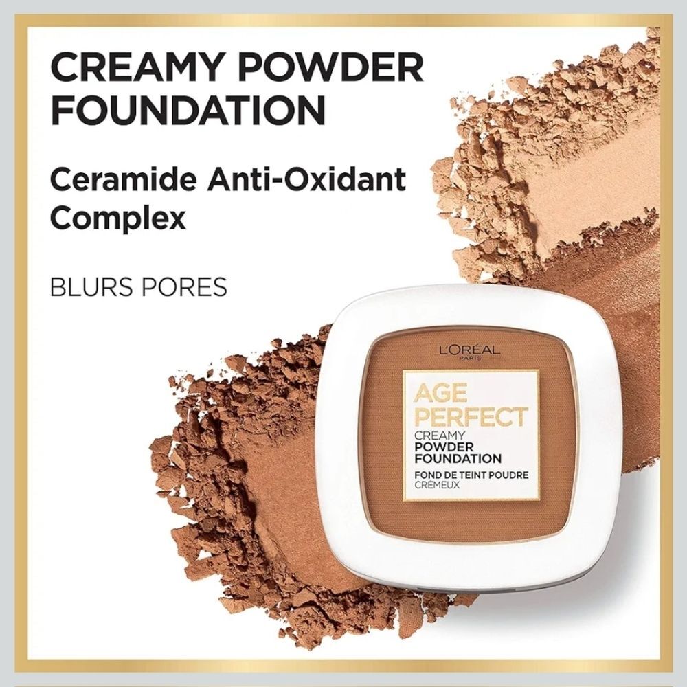 L'Oreal Paris Age Perfect Creamy Powder Foundation Compact, 340 Caramel Beige - Picture 3 of 6